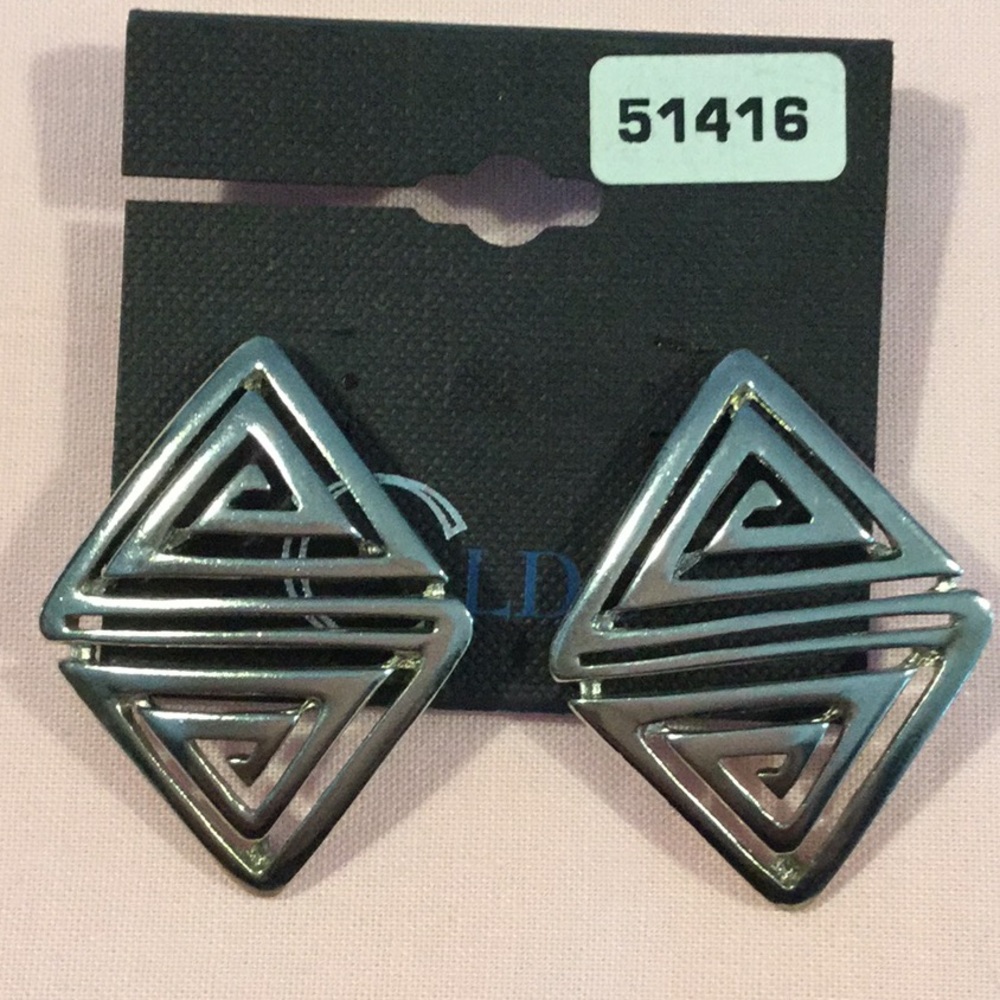 CLDC Silvertone Diamond Shape Earrings